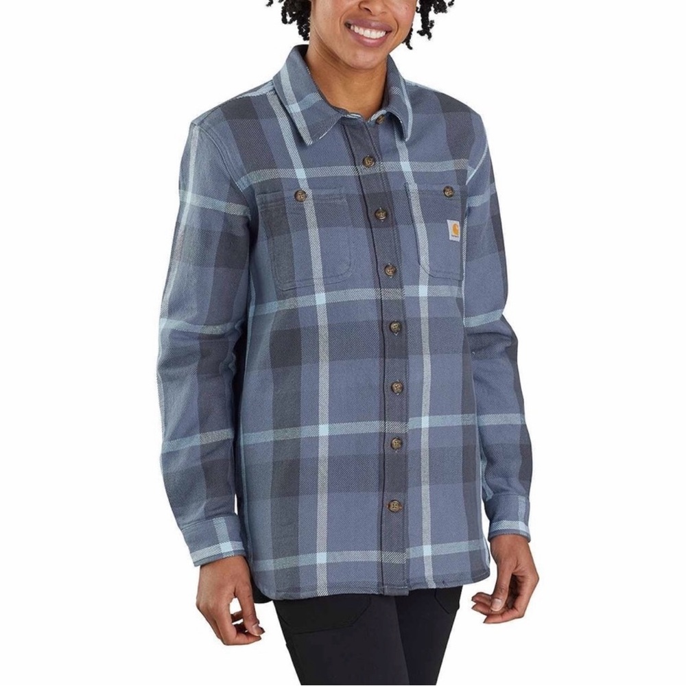 Women’s Carhartt Rugged Flex Loose Fit Heavyweight Twill Flannel Jacket L Large